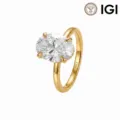 Eleganter 18K Gold Verlobungsring mit einem großen laborgezüchteten Diamanten im Ovalschliff - Größe 5 / 0.55CT DEF VVS-VS Labor-Diamant / 18K Massivgold (1.3mm Breite) / Gold