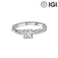 Eleganter 18 Karat Weißgold Ring mit Lab-Diamanten und funkelndem, gedrehtem Band Design - Größe 5 / 0,3CT D/VS1 Laborgezüchteter Diamant 18K Gelbgold (1,7mm Breit)