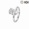 Eleganter laborgezüchteter Diamantring mit ovalem Edelstein gefasst in 18K Weißgold - Größe 5 / 0.55CT DEF VVS-VS Labor-Diamant / 18K Weißgold (1.3mm Breite) / Silber