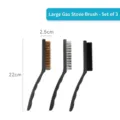 Set di 3 spazzole per la pulizia dei fornelli a gas, lunghezza 22 cm e testa da 2,5 cm. - Spazzola per Pulizia Grande (Set da 3) / 3 Mazzetti