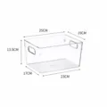Small clear plastic refrigerator organizer box with handles, 25x19x13.5cm size - Small Square Style / 25x19x13.5cm