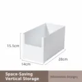 Detail view of large white storage box showing 28x14x15.5cm dimensions for cabinet use - Fixed Large Wide Style
