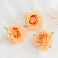 Artificial rose heads silk flowers for DIY crafts wedding decoration party box accessories 3pcs - Orange Yellow