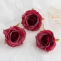 Artificial red rose flower heads silk flowers for DIY wedding garlands gift box decor. - Red