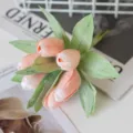 Artificial Tulip Bouquet Pink Faux Flowers for DIY Craft Home Wedding Photography Decor - Peach Pink
