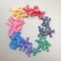 Colorful checkered mini bows for DIY hair accessories, crafts and cute pet decoration details. - Plaid Bow (Random Color)