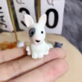 Mini white bull terrier resin figurine, cute DIY craft accessory and phone decor toy. - Model M Puppy