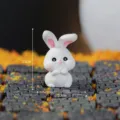 Cute miniature resin rabbit figurine for micro landscape and desktop decoration ornaments. - No.5 Saluting White Rabbit