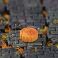 Close-up detail shot of miniature resin mooncake ornament with traditional Mid-Autumn pattern. - No. 8 Mooncake
