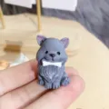 Cute grey puppy resin charm for DIY crafts, miniature animal figurine for phone case decor. - Model C Puppy