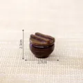 Miniatura vaso in ceramica retro con coperchio in legno, perfetto accessorio per casa delle bambole. - Set di barattoli da tè n. 3