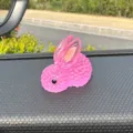 Cute pink luminous rabbit car dashboard ornament resin miniature car interior decoration item - 2 Large Pieces Pack / Pink