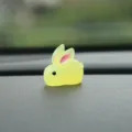 Luminous mini rabbit car ornament, cute resin glowing bunny figurine for interior dashboard decor. - 2 Large Pieces Pack / Yellow