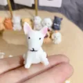 Mini white bull terrier resin figurine for DIY phone case charm and miniature landscape decor. - Model P Puppy