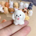 Cute mini white puppy resin figurine, perfect for DIY cream glue phone case accessories. - Model X Puppy