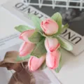 Artificial pink tulip flower bouquet variant for photography props and DIY hair accessories. - Pink