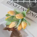 Artificial yellow tulip bouquet fake flowers for photography decor DIY craft accessories. - Yellow