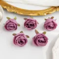 Tetes de roses en soie artificielle mauve DIY corsage accessoires chapeau decor floral - Lotus rouge foncé
