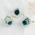 Kleine blauw-groene kunstmatige rozenhoofdjes zijden bloemen voor DIY ambachten decoratie - Donkergroen