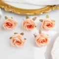 Têtes de roses en soie artificielle pour accessoires de bricolage DIY et décoration de chapeau. - Café clair (clair)