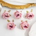 Têtes de roses artificielles en soie rose pour loisirs créatifs, accessoires et chapeaux. - Lotus rouge clair
