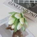 Artificial tulip flower bouquet photography decoration DIY craft white fake flowers - White Green