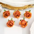 Artificial rose flower heads for DIY crafts, wedding decoration, and floral arrangements. - Orange