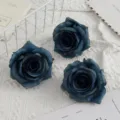 Dark blue artificial rose heads, perfect for wedding bouquets, home decor and photography props. - Dark Blue
