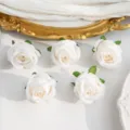 Artificial white rose silk flowers for DIY wedding decor, floral wreaths and party arrangements. - White