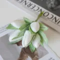 Artificial white tulip flower bouquet for photography decoration DIY craft accessories. - White