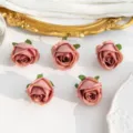 Dusty pink artificial rose flower heads for DIY crafts, wedding decor, and floral wall backdrops. - Purple Pink