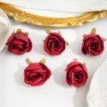 Têtes de roses artificielles en soie rouge pour loisirs créatifs et chapeaux - Rouge