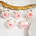 Têtes de roses artificielles en soie pour loisirs créatifs, décoration de mariage et chapeaux. - Rose Clair