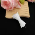 White artificial stamen floral pistils for DIY craft rose making and flower arrangement accessories - Matte Round Head / 400 Pieces/Pack / White