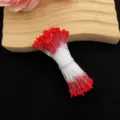 Rot-weiße künstliche Blumenstaubblätter DIY Bastelmaterial floral Zubehör Variante SKU - Mattes Runder Kopf / 400 Stück/Packung / Hellrot