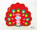 Red EVA foam peacock pen holder, cute DIY craft organizer for kids school supplies. - R Spreading Peacock
