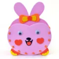 Kids DIY EVA foam pen holder 3D cartoon rabbit storage organizer craft material kit - W Rabbit