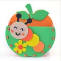 Kids DIY EVA Foam Pen Holder Craft Kit Cute Caterpillar Apple Design Stationery Organizer - Khaki W Caterpillar