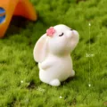 Cute resin rabbit figurine micro landscape ornament miniature potted plant garden decor toy - No. 12 Rabbit with Head Up Wearing a Flower