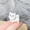 Mini white puppy resin figurine, cute DIY cream glue phone case decoration craft accessory. - No.3 Small White Dog