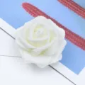 Artificial PE foam white rose flower head for DIY wedding bouquets and valentine gifts. - Cream