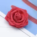 Close-up of vibrant red artificial foam rose flower head, ideal for DIY wedding decor. - Red