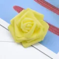 Yellow PE foam rose flower head artificial flower for DIY wedding decoration and floral crafts. - Yellow