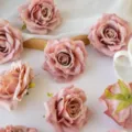 Kunstmatige opgerolde rozenkoppen, 8cm doe-het-zelf handwerk krans bloemenmuur. - Oudroze