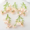 Artificial three-head small orchid flower branches for DIY crafts home decor accessory - Coffee (Tiger Eye Texture)