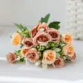 Kunstbloemen Rozen Boeket 5-Vork Milan Knoppen Nep Bloemen voor Huis Bruiloft Feest Decoratie - Geel