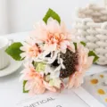 Beautiful artificial flower bouquet peach chrysanthemum home wedding decoration photo prop decor - Fragrant Purple