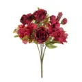 Artificial peony flower bouquet dark red retro silk flowers home wedding decor props - Red