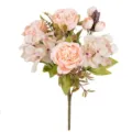 European vintage autumn peony artificial flower bouquet for wedding photography and home decor - Champagne