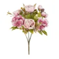 Europäischer Retro 7-Kopf künstlicher Pfingstrosen Blumenstrauß für Deko Hochzeitsfoto - Lila